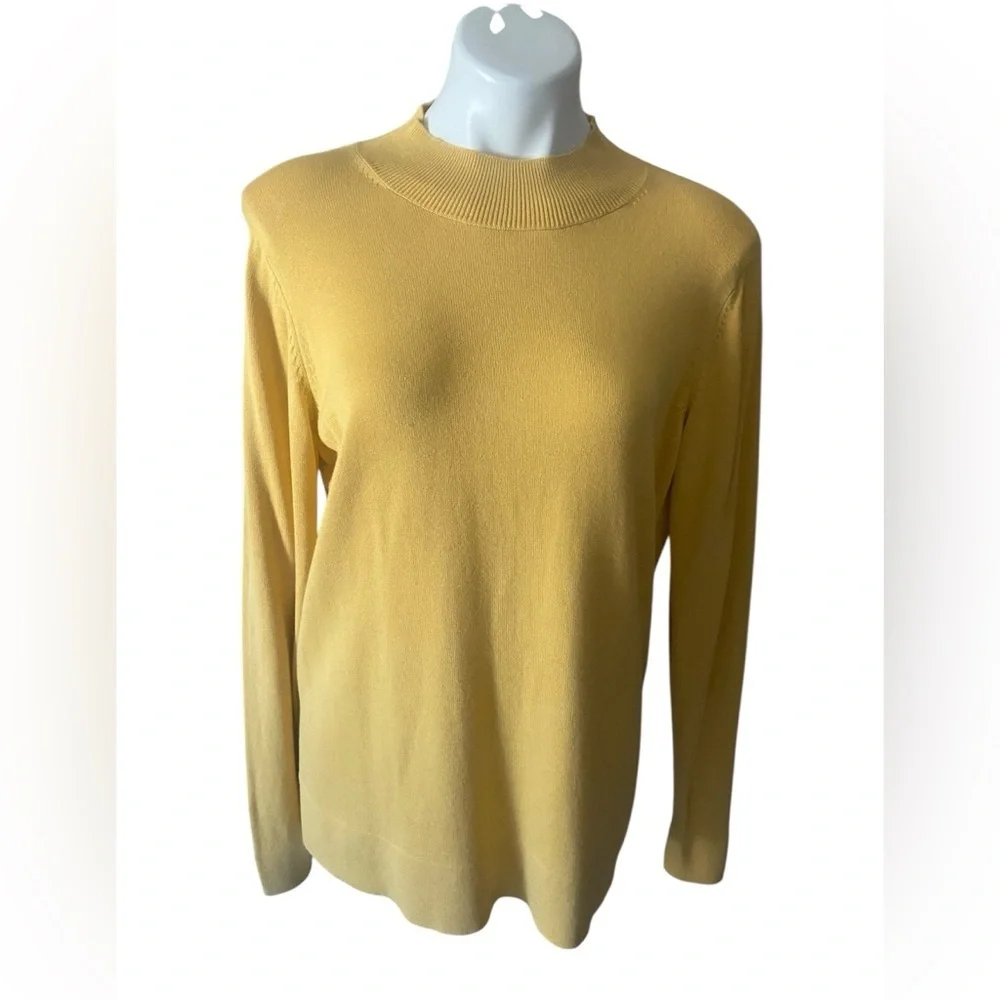 Old Navy Women’s Mustard Knit Long Sleeve Mock Neck Cotton Blend Sweater Size XL